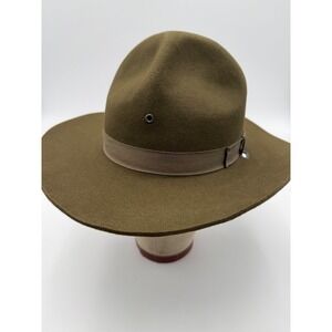 Stratton Campaign Style Felt Hat Mens 7 1/4 Green Excellent Montana Peaks F40